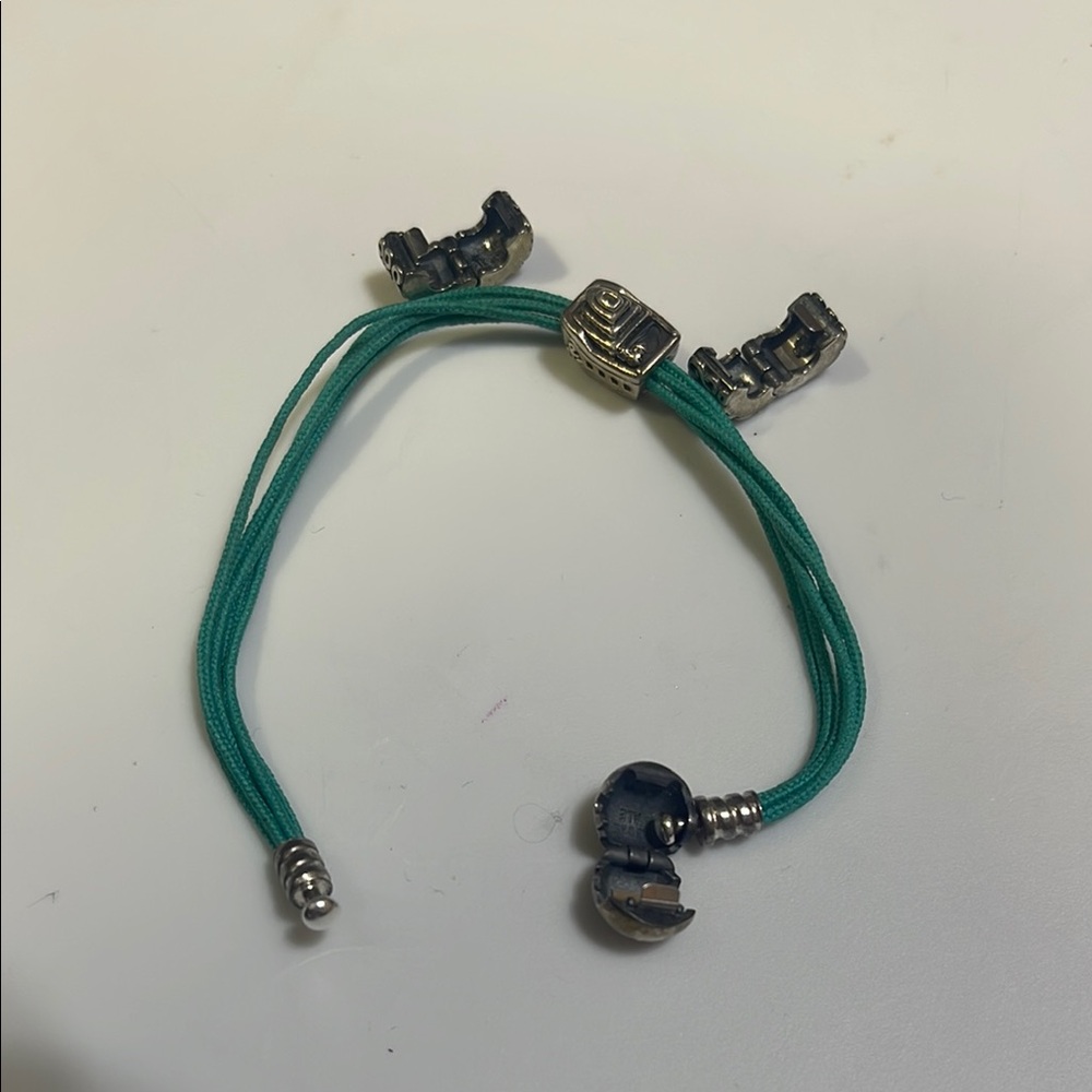 Pandora Silver Charm Teal Bracelet - Picture 2 of 6